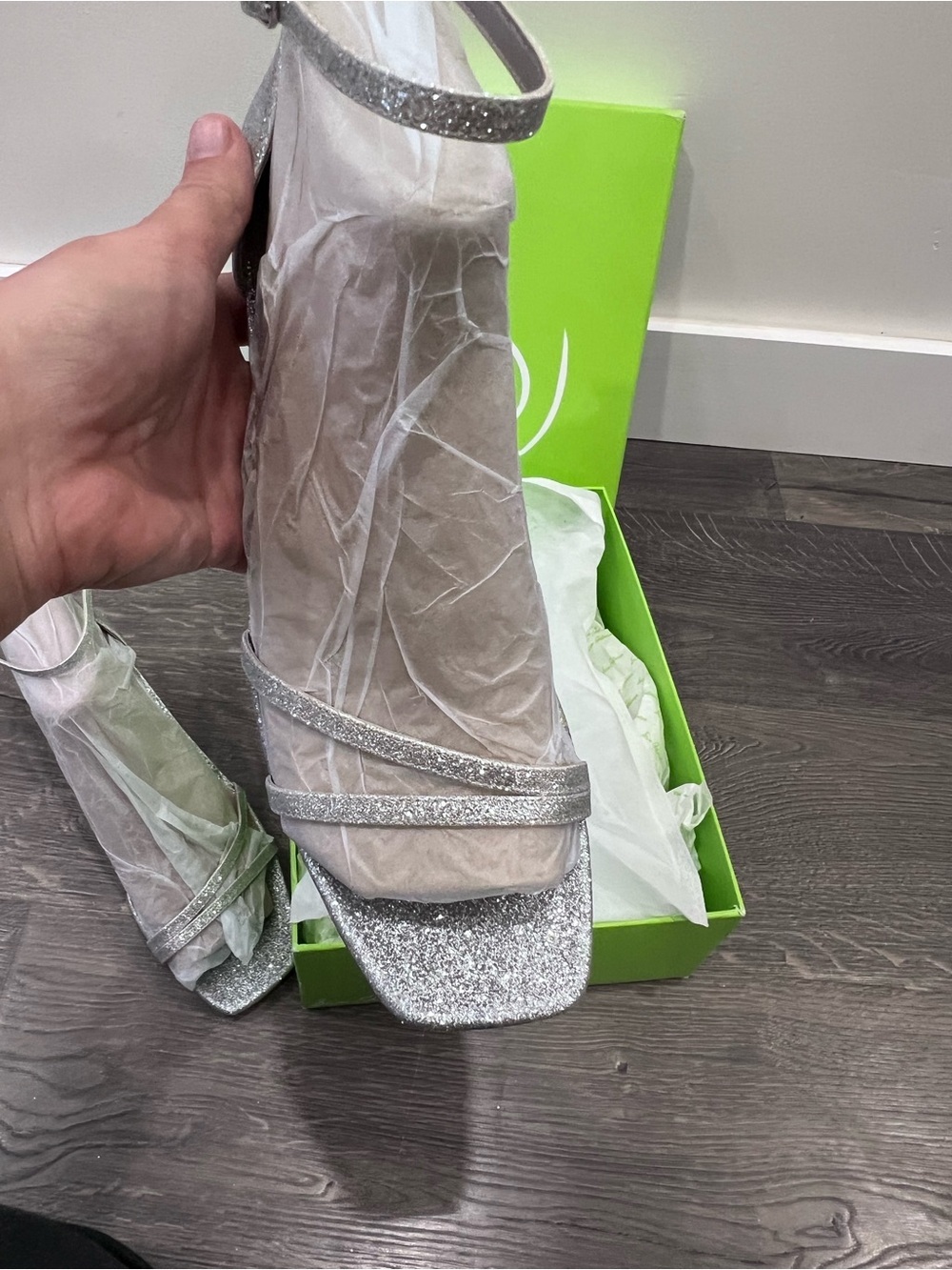 Sam Edelman Peonie Silver Glitter Ankle Strap Heels Size 11 NIB Wedding Prom - Picture 6 of 11